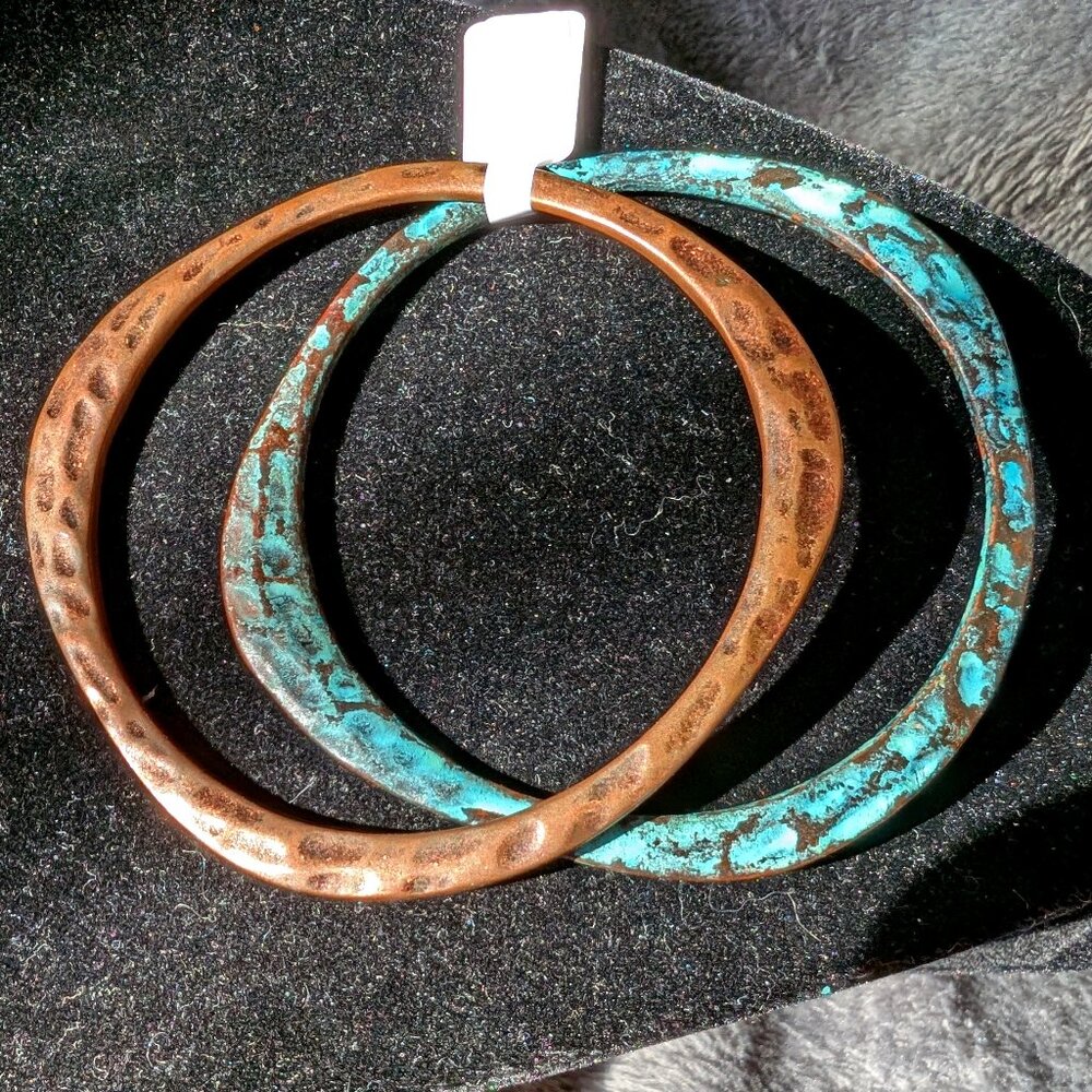 Vintage Two hammered  Copper bangles #42